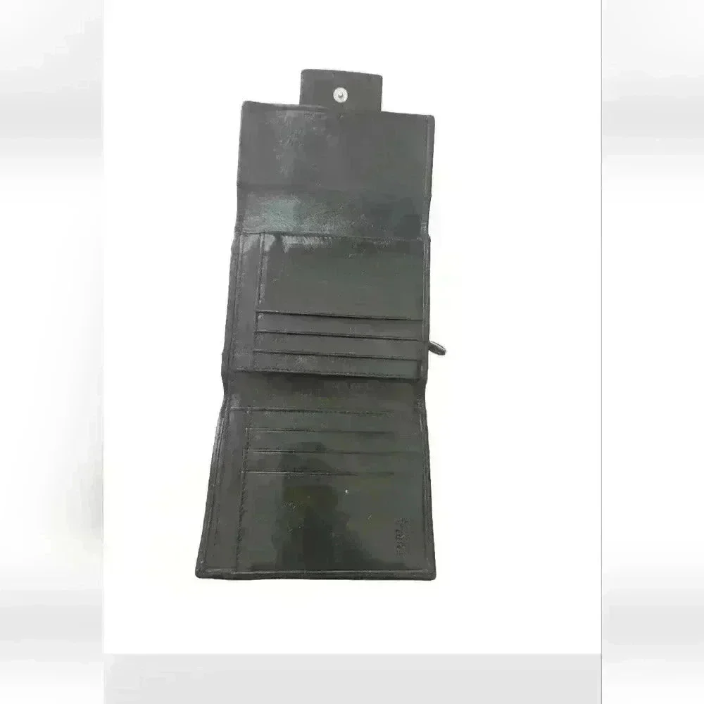 Furla Vintage Black Leather Compact Wallet